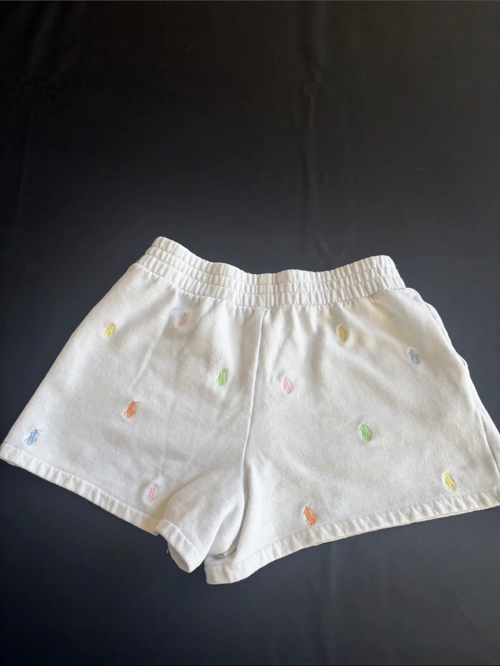 Polo Ralph Lauren White Terry Shorts Multicolor Pony Logo Kids XL 16